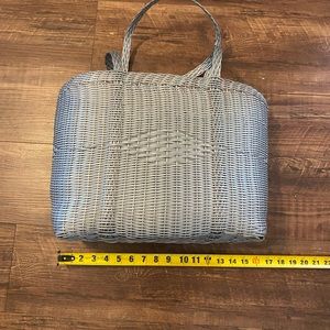 Woven plastic beach bag from Guatemala, grey